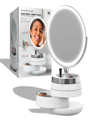 Sharper Image Spastudio Vanity Plus 10-Inch Led Mirror with Storage Trays and Light Ring