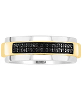 Effy Men's Black Sapphire Horizontal Cluster Ring (1/3 ct. t.w.) in Sterling Silver & 14k Gold-Plate