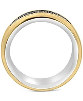 Effy Men's Black Sapphire Horizontal Cluster Ring (1/3 ct. t.w.) in Sterling Silver & 14k Gold-Plate