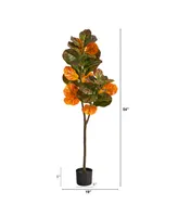 4.5' Autumn Fiddle Leaf Artificial Fall Tree