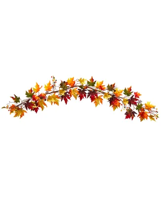 6' Autumn Maple Leaf and Berry Fall Garland