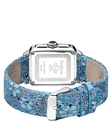 GV2 Women's Padova Floral Blue Leather Swiss Quartz Strap Watch 30 mm