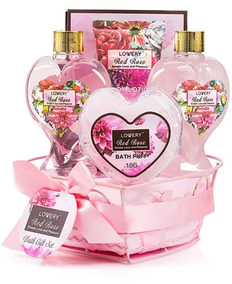 Lovery Red Rose Body Care Heart Gift Set, 6 Piece