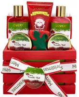 Lovery Cherry Twinkle Bell Christmas Gift Set, Bath and Body Care Package, 8 Piece