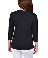 Women's 3/4 Sleeve Knit Crepe Top