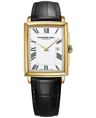 Raymond Weil Men's Swiss Toccata Black Leather Strap Watch 29x37mm