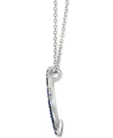 Le Vian Denim Ombre Sapphire (3/8 ct. t.w.) & White Sapphire Accent Crescent Moon 18" Pendant Necklace in 14k White Gold