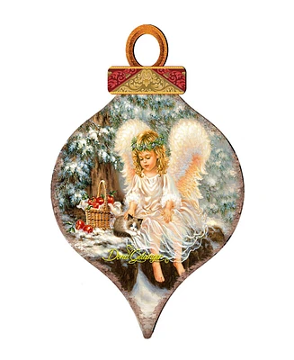 Designocracy 2 Piece Cardinal Angel Wood Ornament Set