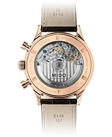 Mido Men's Swiss Automatic Chronograph Multifort Leather Strap Watch 42mm