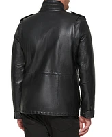 Men's Faux Leather Four Pocket Field Jacket