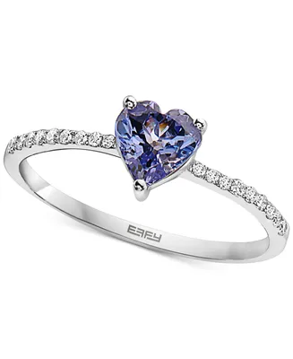 Effy Tanzanite (5/8 ct. t.w.) & Diamond (1/10 ct. t.w.) Heart Ring in Sterling Silver