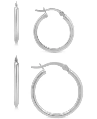 2-Pc. Set Polished Hoop Earrings in Sterling Silver, 15mm and 20mm
