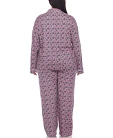 Plus 2 Piece Long Sleeve Heart Print Pajama Set