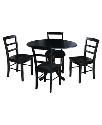 42" Dual Drop Leaf Table with 4 Ladder Back Dining Chairs