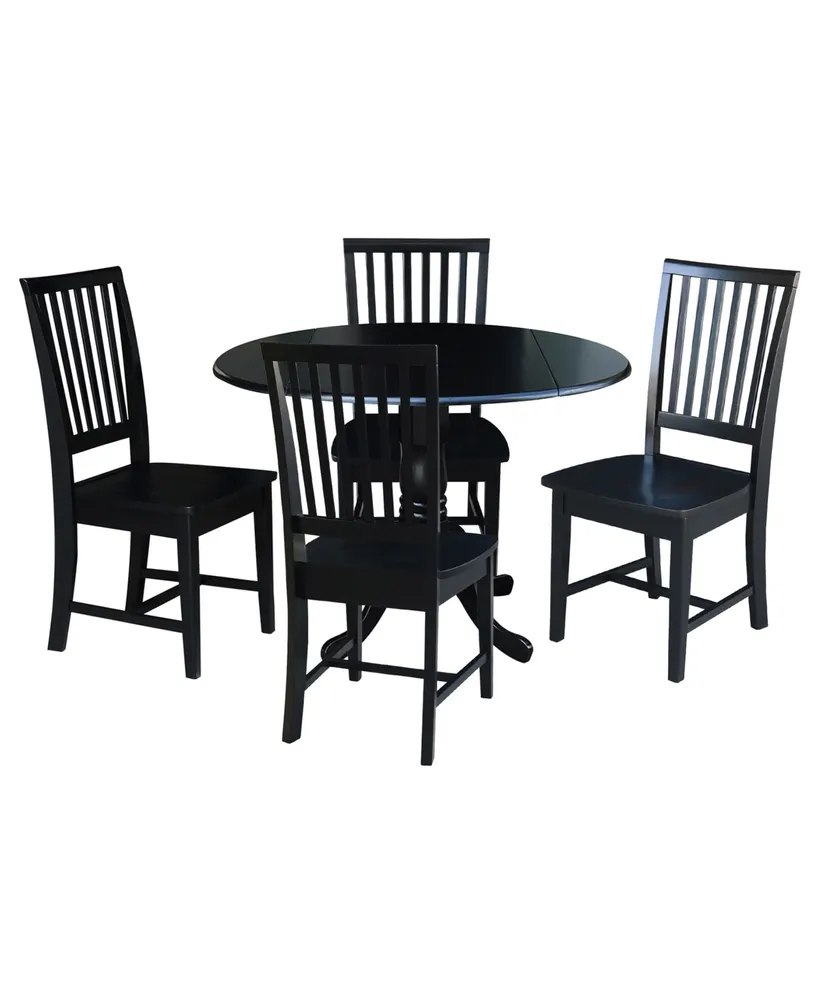 42" Dual Drop Leaf Table with 4 Slat Back Dining Chairs