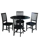 42" Dual Drop Leaf Table with Slat Back Dining Chairs