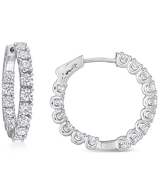 Lab-Grown Moissanite In & Out Small Hoop Earrings (3 ct. t.w.) in Sterling Silver, 1"