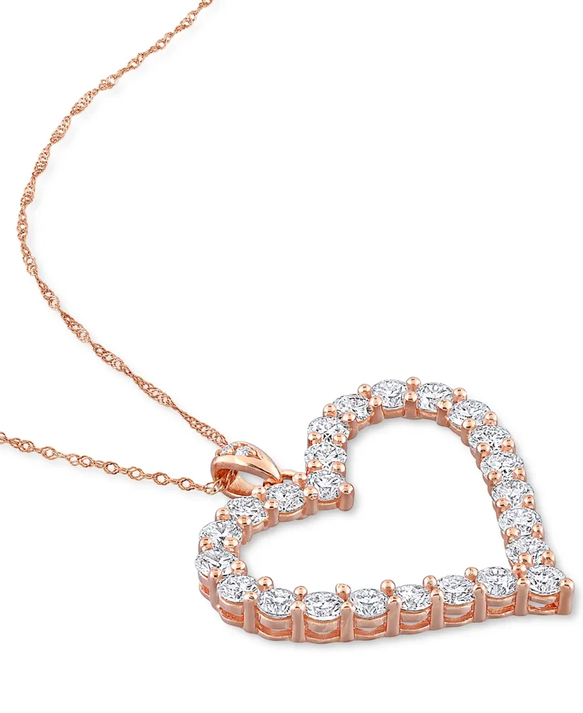 Lab-Grown Moissanite Heart 18" Pendant Necklace (2-2/5 ct. t.w.) in 18k Rose Gold-Plated Sterling Silver