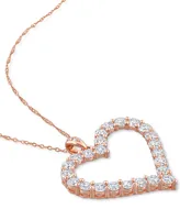 Lab-Grown Moissanite Heart 18" Pendant Necklace (2-2/5 ct. t.w.) in 18k Rose Gold-Plated Sterling Silver