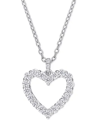 Lab-Grown Moissanite Heart 18" Pendant Necklace (5/8 ct. t.w.) in Sterling Silver