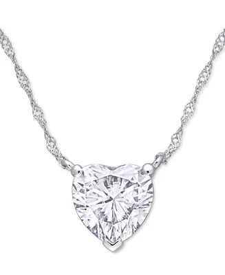 Lab-Grown Moissanite Heart Solitiare 17" Pendant Necklace (2 ct. t.w.) in 10k White Gold