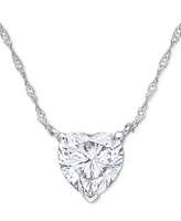 Lab-Grown Moissanite Heart Solitiare 17" Pendant Necklace (2 ct. t.w.) in 10k White Gold