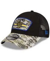 Men's Black-Camouflage Los Angeles Rams 2021 Salute To Service Trucker 9FORTY Snapback Adjustable Hat - Black