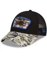 Men's Black-Camouflage Buffalo Bills 2021 Salute To Service Trucker 9FORTY Snapback Adjustable Hat - Black