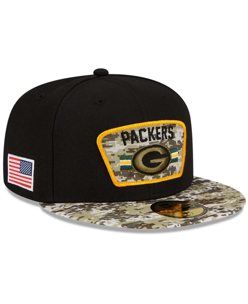 New Era Men's Black-Camouflage Green Bay Packers 2021 Salute To Service  59FIFTY Fitted Hat - Black