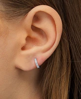Cubic Zirconia Mini Huggie Earring in 14k Gold Plated Over Sterling Silver