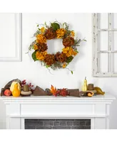 24" Fall Hydrangea Artificial Autumn Wreath