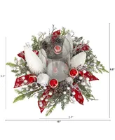 Holiday Lighted forest Candle Holder Table Christmas Artificial Arrangement, 15"