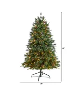 Snowed Tipped Clermont Mixed Pine Artificial Christmas Tree, 4'
