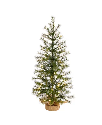 Artificial Christmas Tree with 50 Clear Led Lights Set in a Burlap Base, 3'