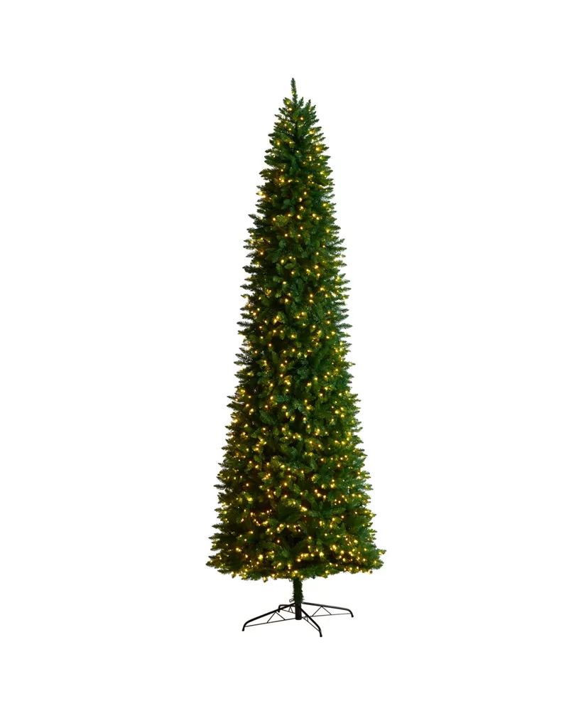 Slim Mountain Pine Artificial Christmas Tree with 950 Clear Led Lights and 2836 Bendable Branches, 11'