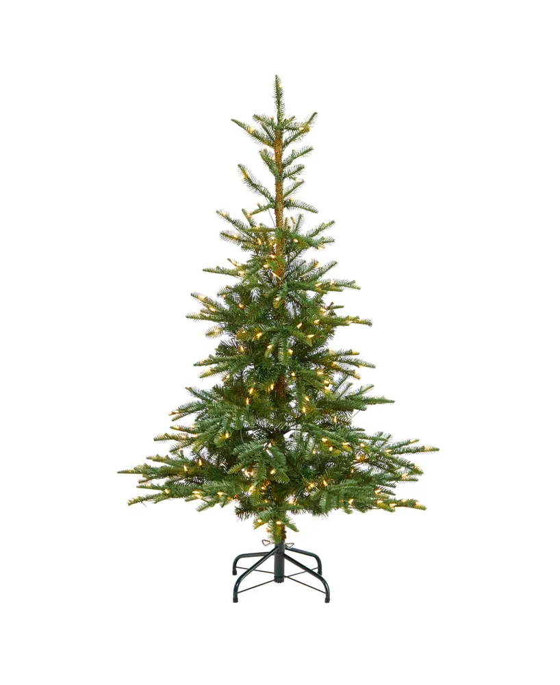 Layered Washington Spruce Artificial Christmas Tree with 200 Clear Lights and 385 Bendable Branches, 5'