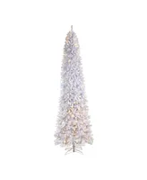 Slim Artificial Christmas Tree with Warm Led Lights and Bendable Branches