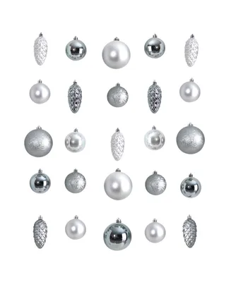 Holiday Christmas 23 Piece Lux Shatterproof Ornament Set - Silver