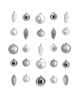 Holiday Christmas 23 Piece Lux Shatterproof Ornament Set - Silver