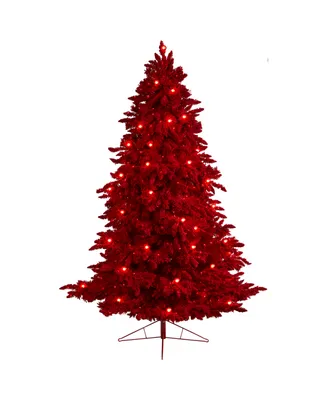 Flocked Fraser Fir Artificial Christmas Tree, 8'