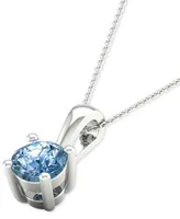 Forever Grown Diamonds Lab-Created Blue Diamond Solitaire 18" Pendant Necklace (1/5 ct. t.w.) in Sterling Silver