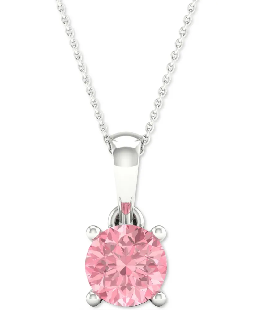 Forever Grown Diamonds Lab-Created Pink Diamond Solitaire 18" Pendant Necklace (1/3 ct. t.w.) in Sterling Silver