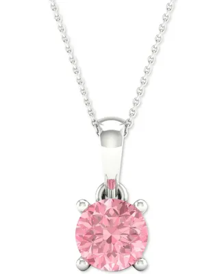 Forever Grown Diamonds Lab-Created Pink Diamond Solitaire 18" Pendant Necklace (1/3 ct. t.w.) in Sterling Silver