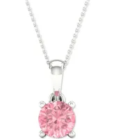 Forever Grown Diamonds Lab-Created Pink Diamond Solitaire 18" Pendant Necklace (1/3 ct. t.w.) in Sterling Silver