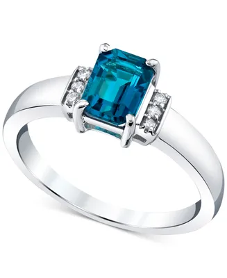 Blue Topaz (1-3/8 ct. t.w.) & Diamond (1/20 ct. t.w.) Ring in 14k White Gold