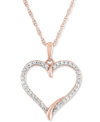 Diamond Heart 18" Pendant Necklace (1/8 ct. t.w.) 10k White, Yellow, or Rose Gold