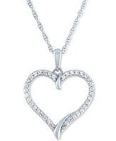 Diamond Heart 18" Pendant Necklace (1/8 ct. t.w.) 10k White, Yellow, or Rose Gold