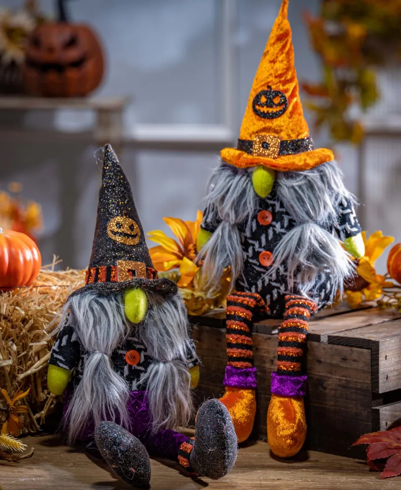 Gerson International 16" Plush Halloween Gnome Shelf Sitter Set, 2 Pieces