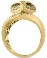 Effy Diamond (3/8 ct. t.w.) & Tsavorite Accent Fox Ring in 14k Gold