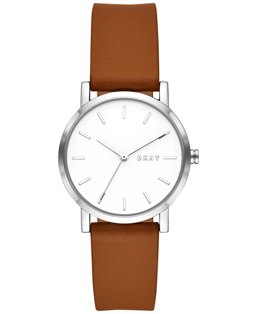 Dkny Women's Soho Brown Leather Strap Watch 34mm